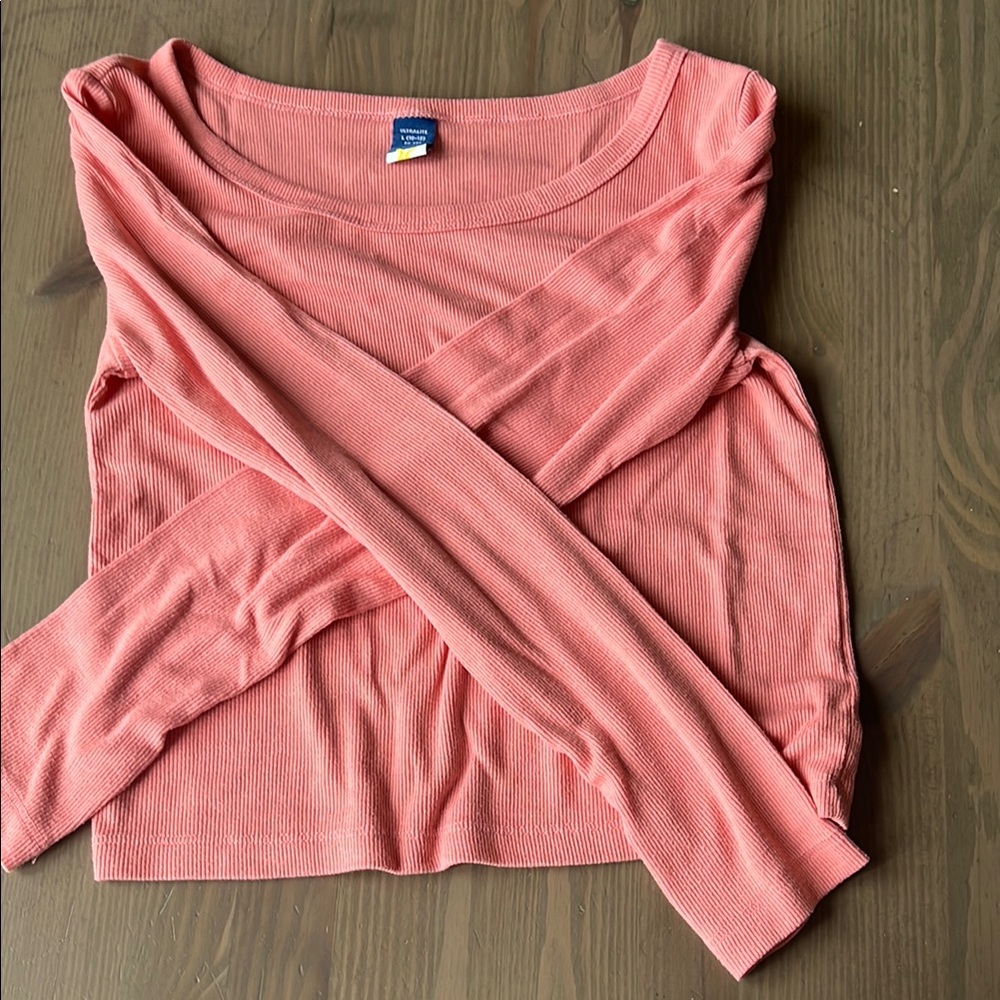Kids Long Sleeve Pink Activewear Crop Top